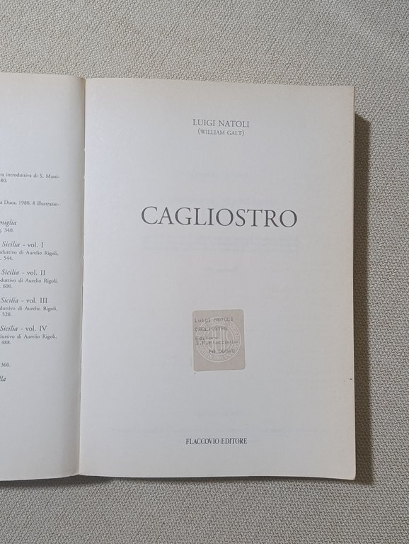 Cagliostro. Romanzo
