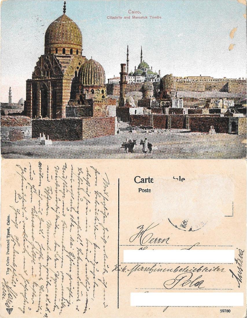 Cairo. Citadelle and Mameluk Tombs. Viaggiata 1906 | Immagine principale
