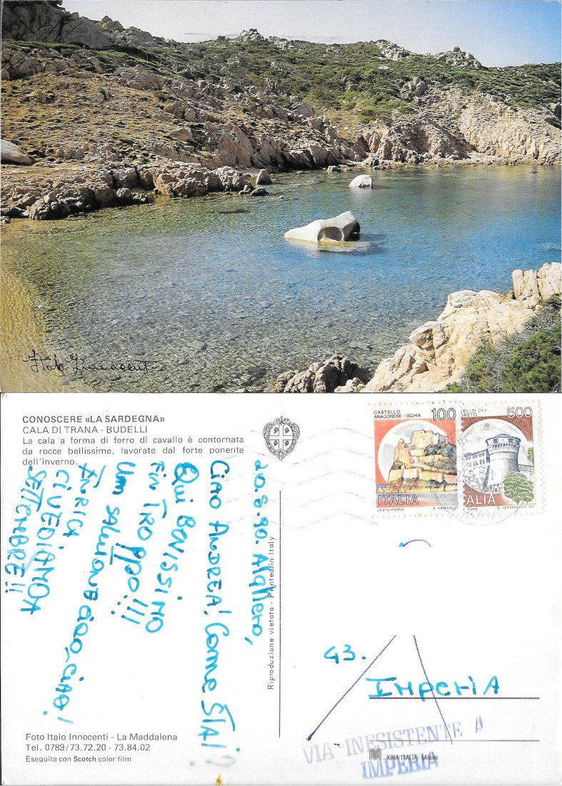 Cala di Trana. Budelli - Viaggiata 1990 | Immagine principale