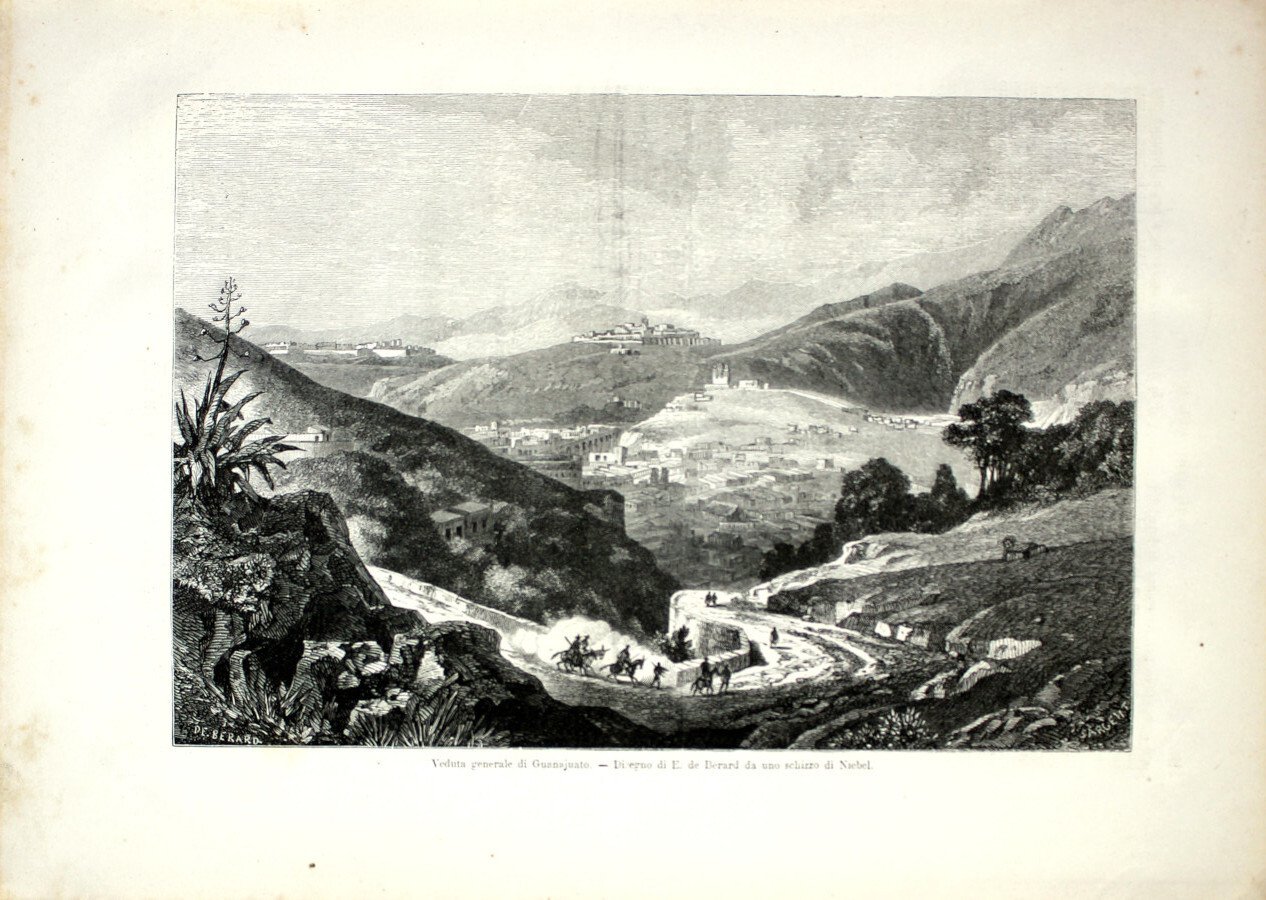 California: veduta di Guanajuato/Piazza d'armi a Guadalajara. Stampa 1864 | Immagine principale