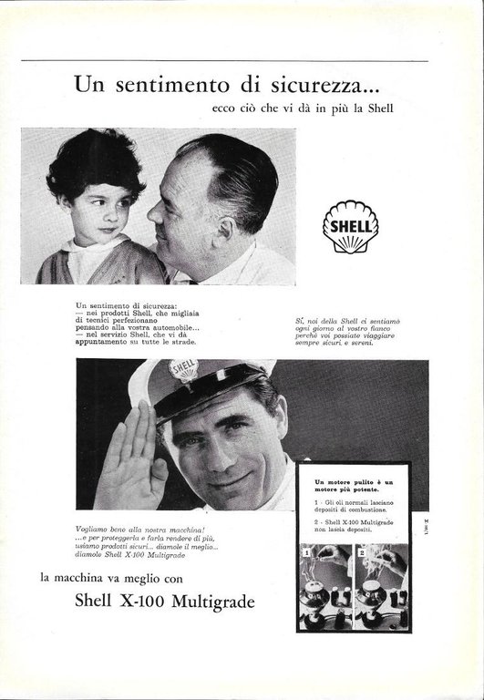 Campari Bitter/Shell X-100 multigrade. Advertising 1961 fronte/retro | Immagine Gallery 2