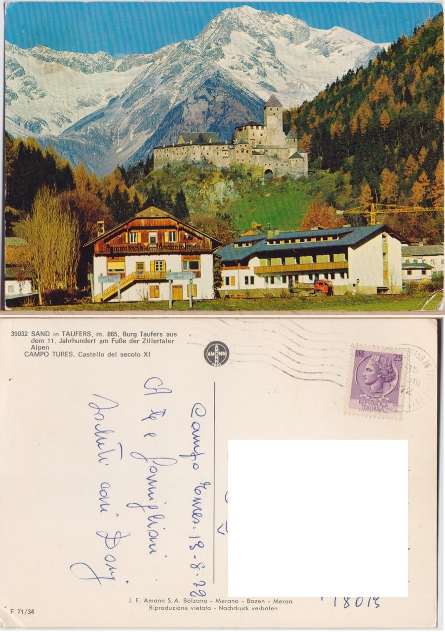 Campo Tures. Castello del secolo XI. Viaggiata 1972 | Immagine principale