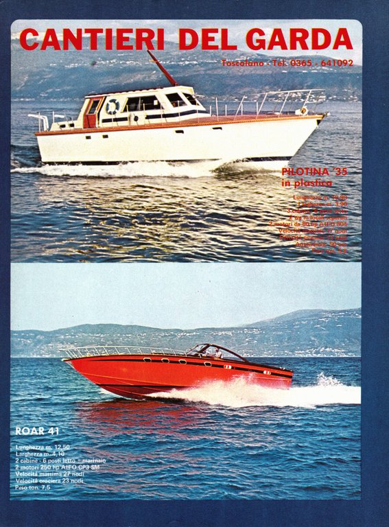 Cantieri del Garda. Pilotina '35, Roar 41. Advertising 1974 | Immagine Gallery 2
