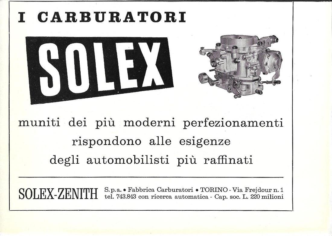Carburatori Solex. Advertising 1960 | Immagine principale