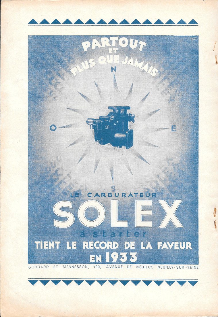 Carbutateurs Solex - Advertising 1933 | Immagine principale