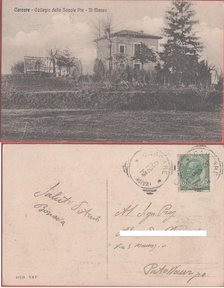 Carcare (SV). Collegio delle Scuole Pie. Il museo. Viaggiata 1913 | Immagine principale