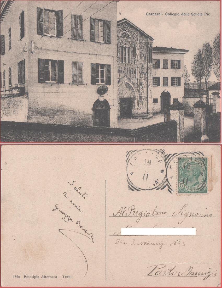 Carcare (SV). Collegio delle Scuole Pie. Viaggiata 1911. Ed. Altercocca | Immagine principale