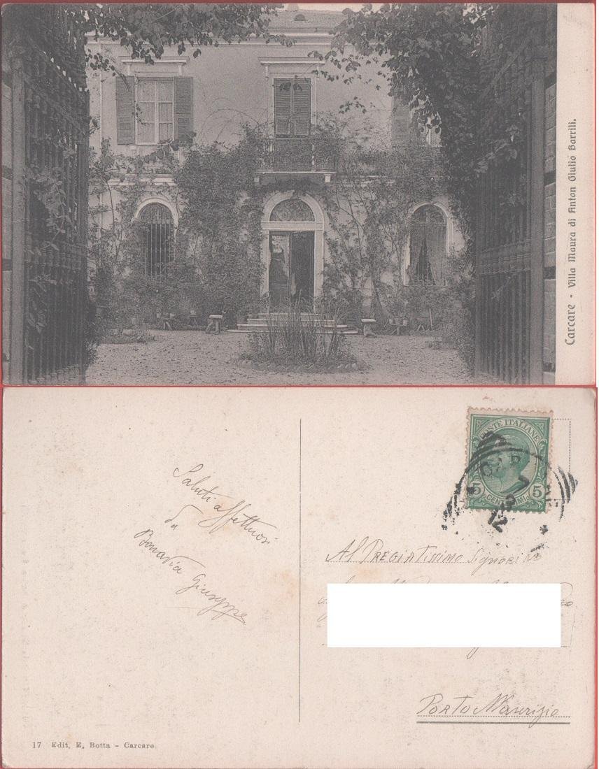 Carcare (SV). Villa Maura di Anton Giulio Barrilli. Viaggiata 1912 | Immagine principale