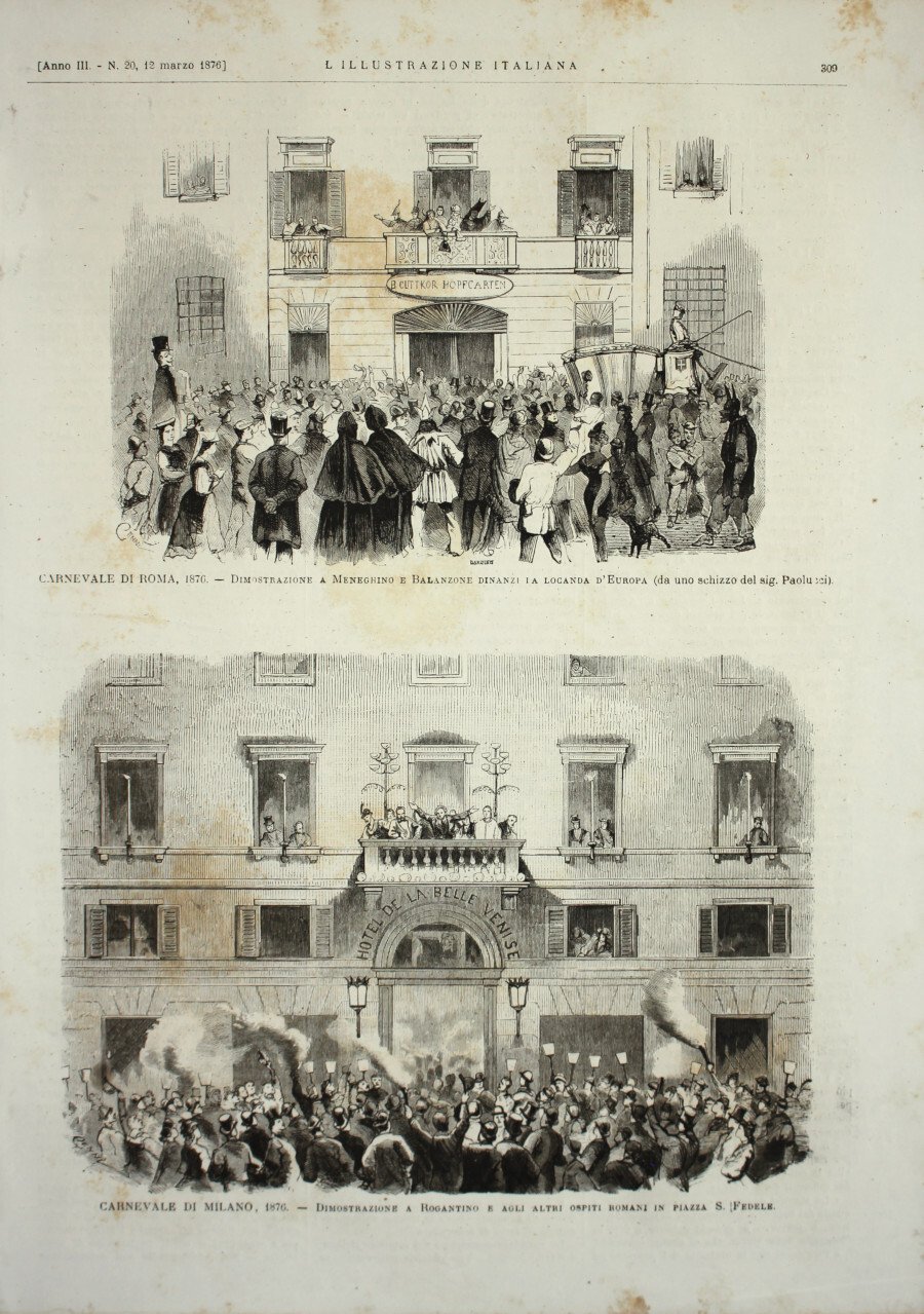 Carnevale di Roma 1876; Carnevale di Milano 1876. Stampa 1876 | Immagine principale