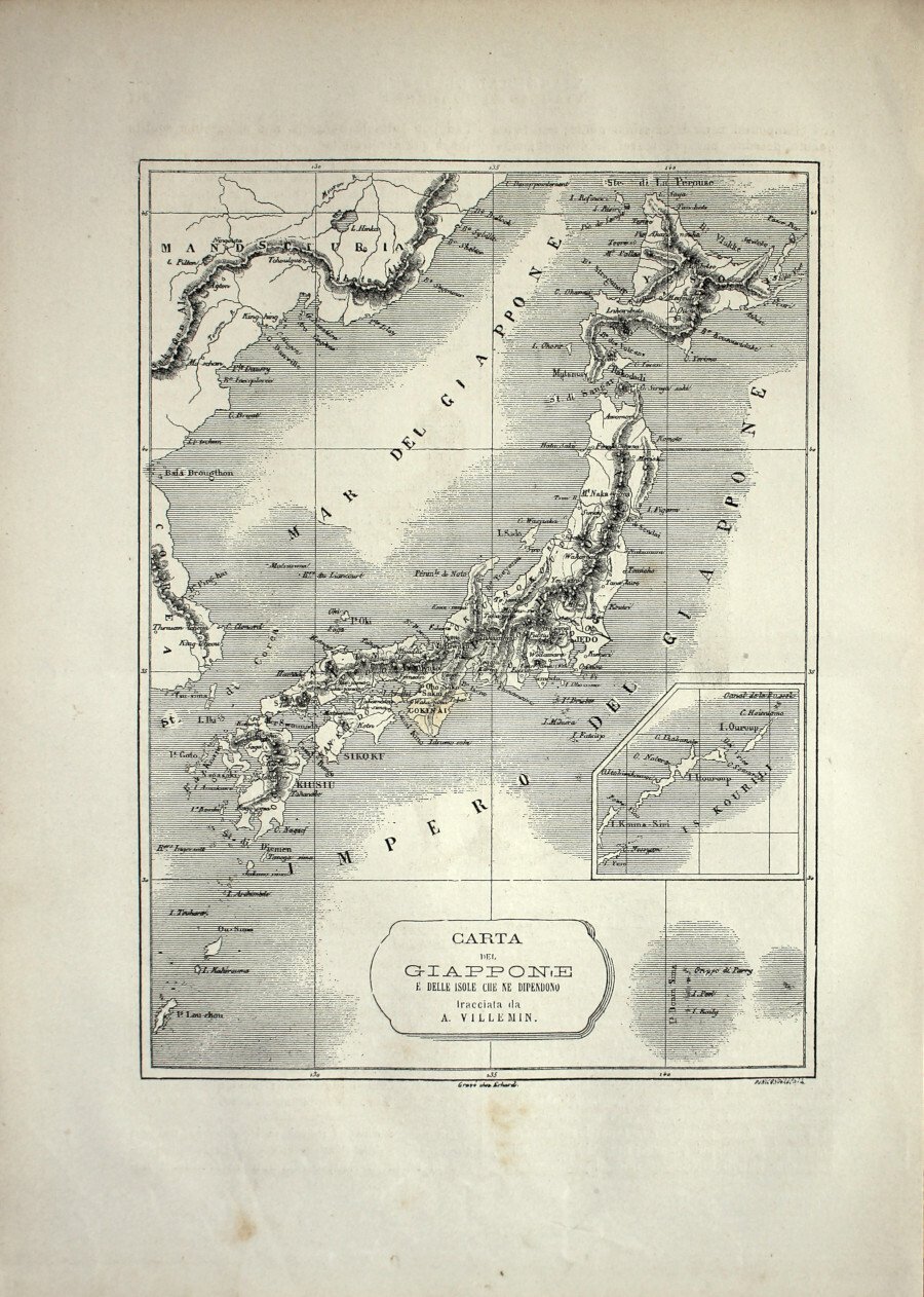 Carta del Giappone tracciata da A. Villemin. Stampa 1864 | Immagine principale