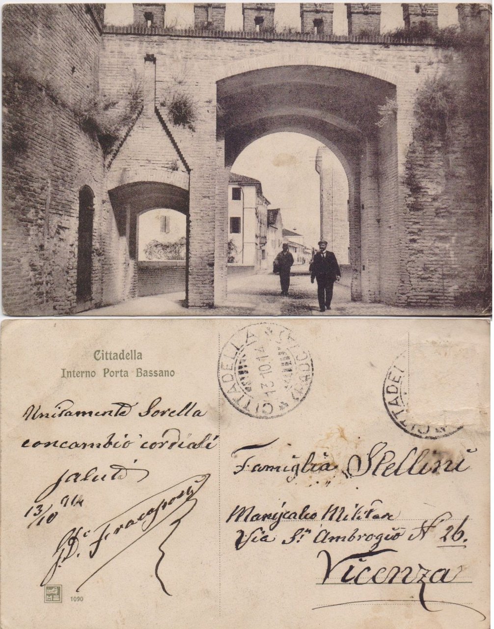 Cartolina - Cittadella. Interno di Porta di Bassano. Viaggiata 1914, … | Immagine principale