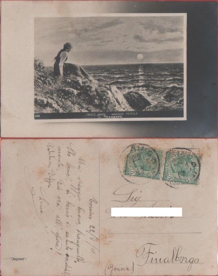 Cartolina - Il tramonto. Viaggiata 1911 | Immagine principale