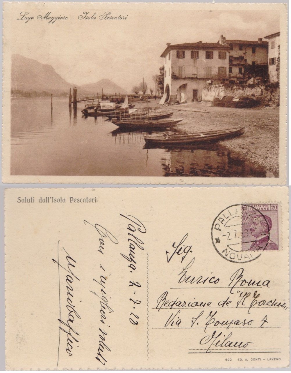 Cartolina - Lago Maggiore. Isola dei Pescatori. Viaggiata 1928 | Immagine principale