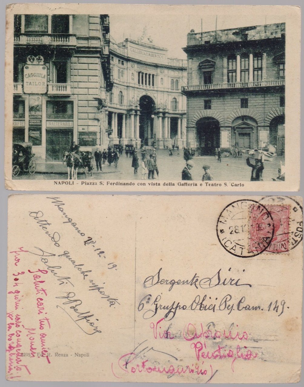 Cartolina - Napoli. Piazza S. Ferdinando ... Viaggiata 1919, animata, … | Immagine principale