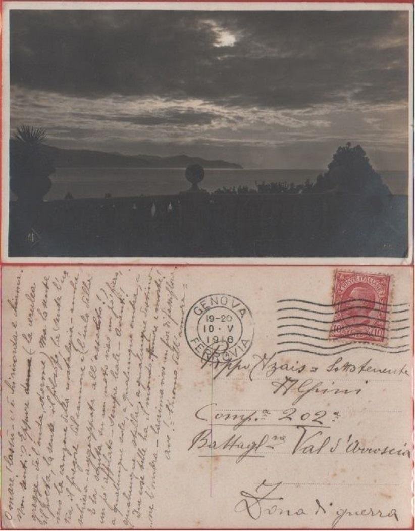 Cartolina - Notturno sul mar Ligure. Viaggiata 1916 | Immagine principale