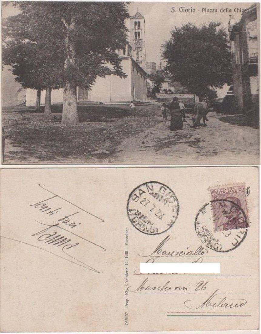 Cartolina - S. Giorio. Piazza della Chiesa (TO) - Viaggiata … | Immagine principale