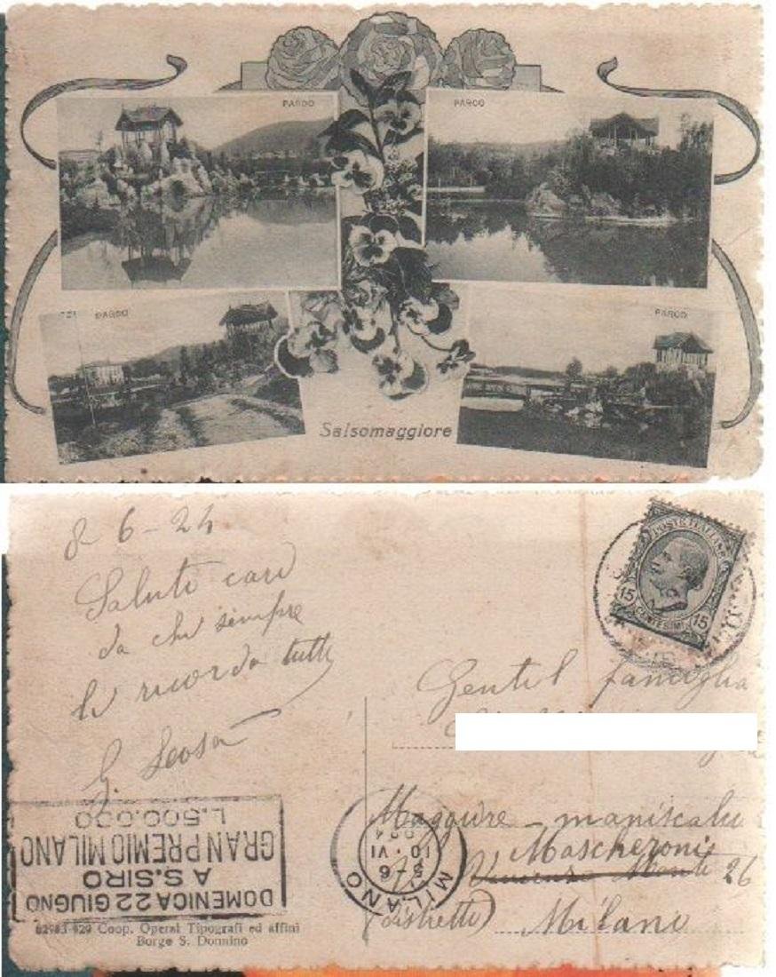 Cartolina - Salsomaggiore. Viaggiata 1924 | Immagine principale