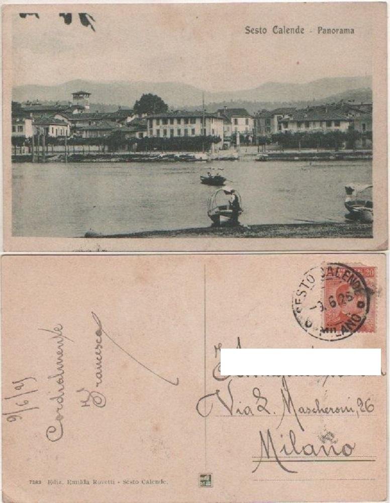 Cartolina - Sesto Calende. Panorama - Viaggiata 1925 | Immagine principale
