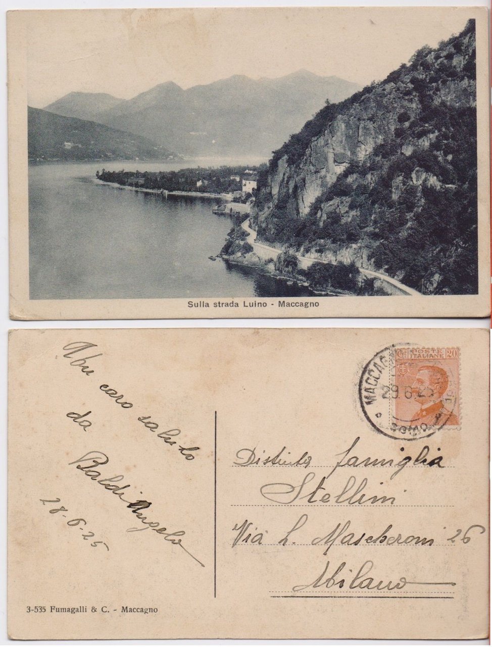 Cartolina - Sulla strada Luino. Maccagno. Viaggiata 1905 | Immagine principale