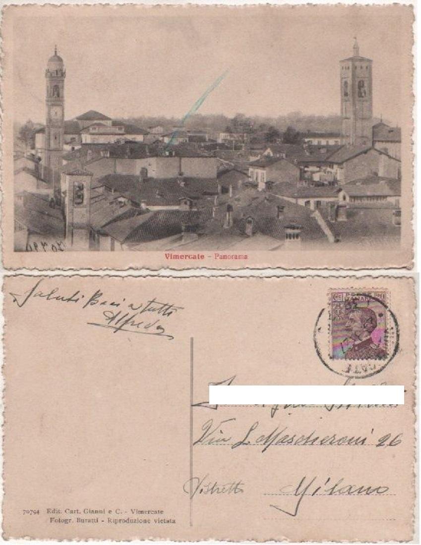 Cartolina - Vimercate. Panorama. Viaggiata 1927 | Immagine principale