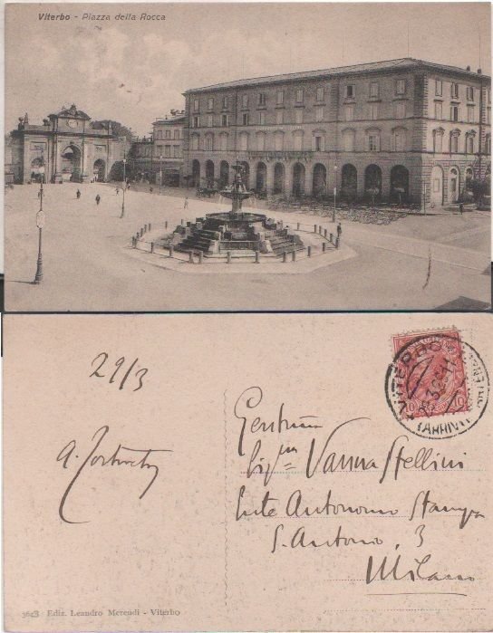 Cartolina - Viterbo. Piazza della Rocca. Viaggiata 1929 | Immagine principale