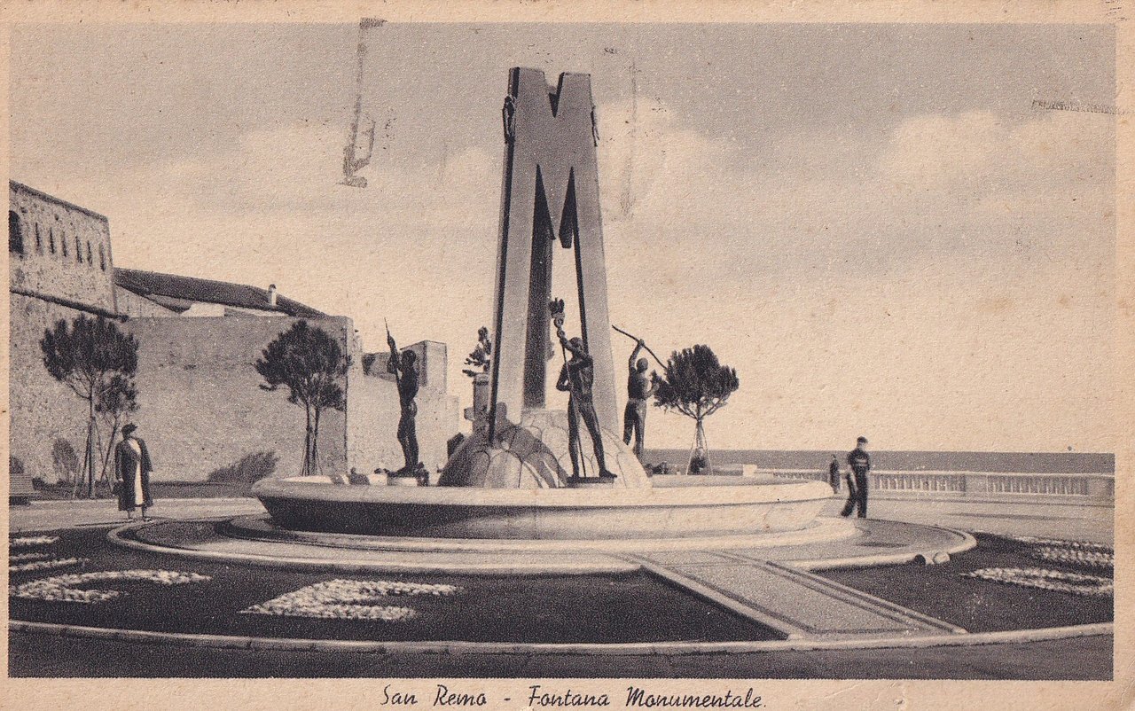 Cartolina Sanremo Fontana Monumentale Fascista Fascismo Mussolini Viaggiata 1940 | Immagine principale