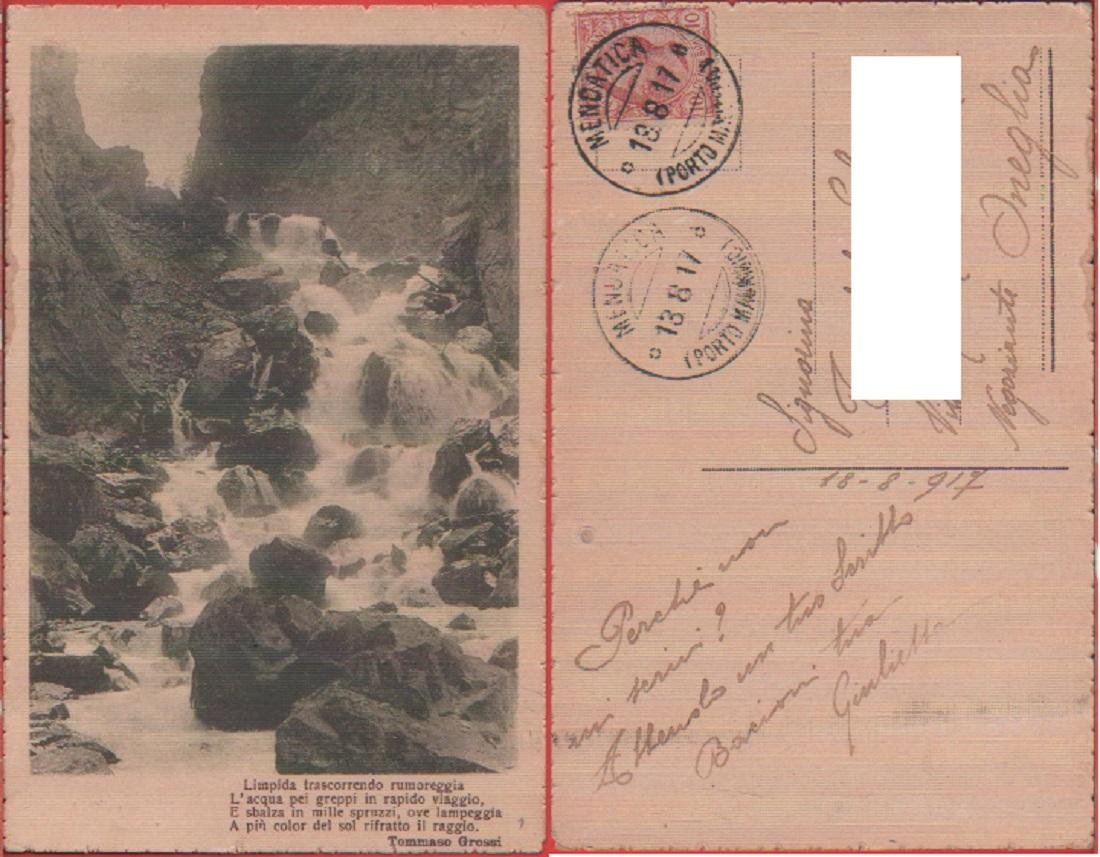 Cascata. Verso di Tommaso Grossi. Viaggiata 1917 | Immagine principale