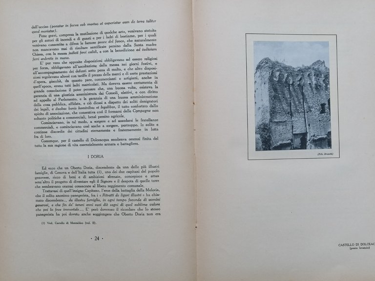 Castelli Liguri Libro Brunetti Genova 1932 Autografato Storia Castelli Liguria