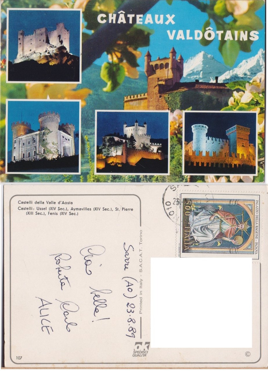 Castelli valdostani. Viaggiata 1989 | Immagine principale