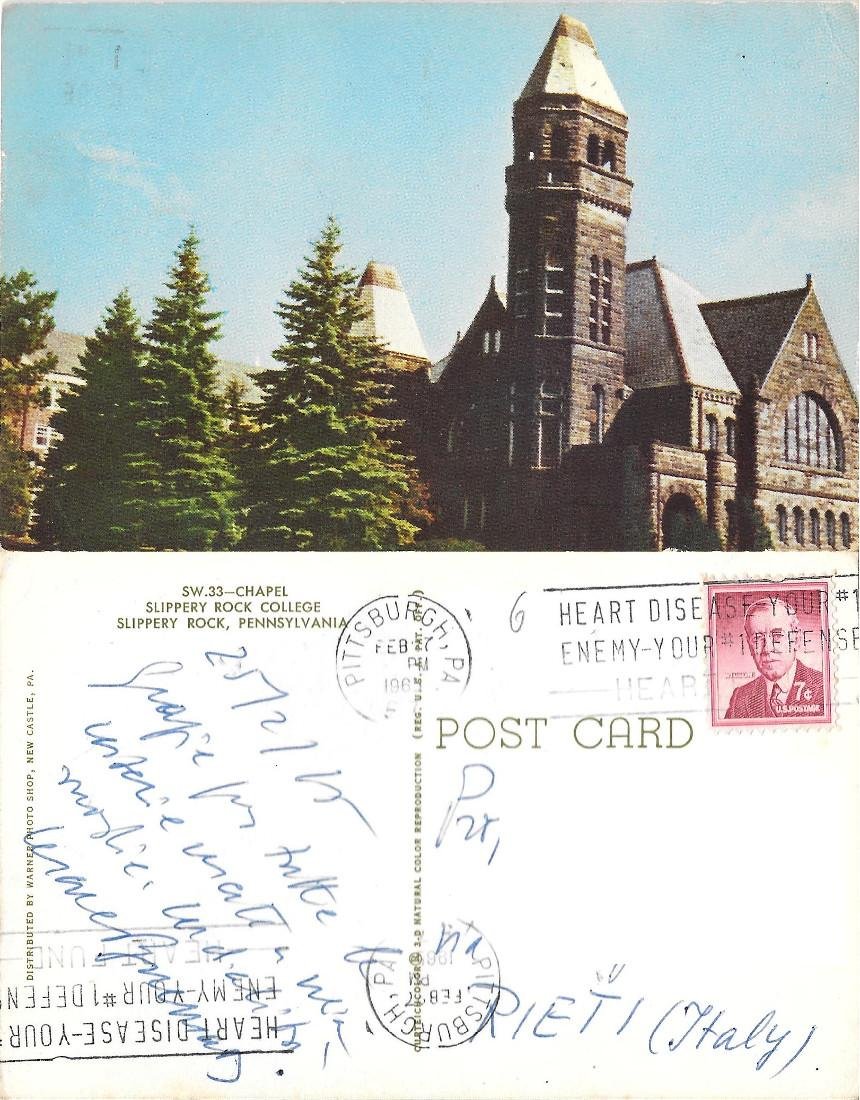 Chapel. Slippery Rock College. Viaggiata 1965 | Immagine principale