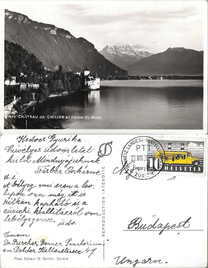 Chateau de Chillon et Dents du Midi. Viaggiata 1939 | Immagine principale
