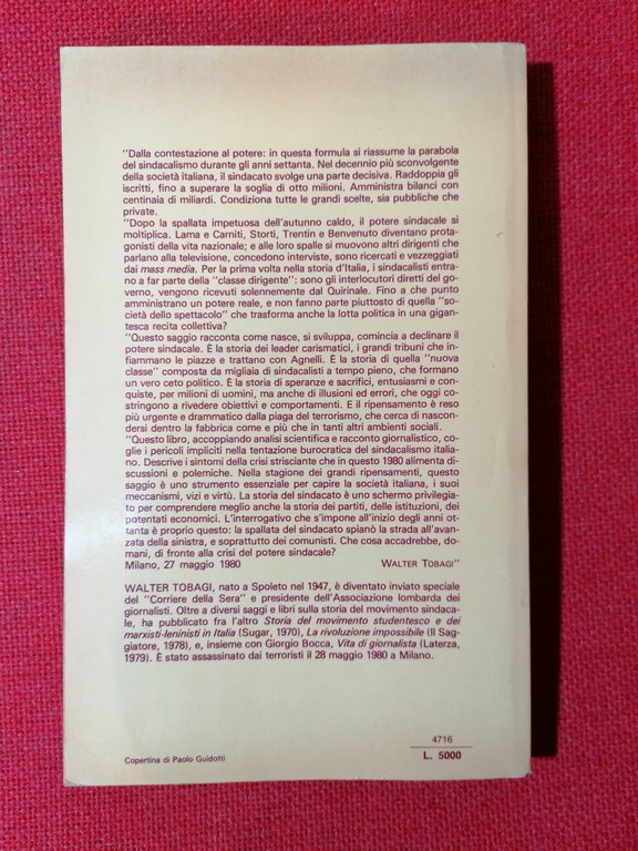 CHE COSA CONTANO I SINDACATI 1980 PRIMA EDIZIONE