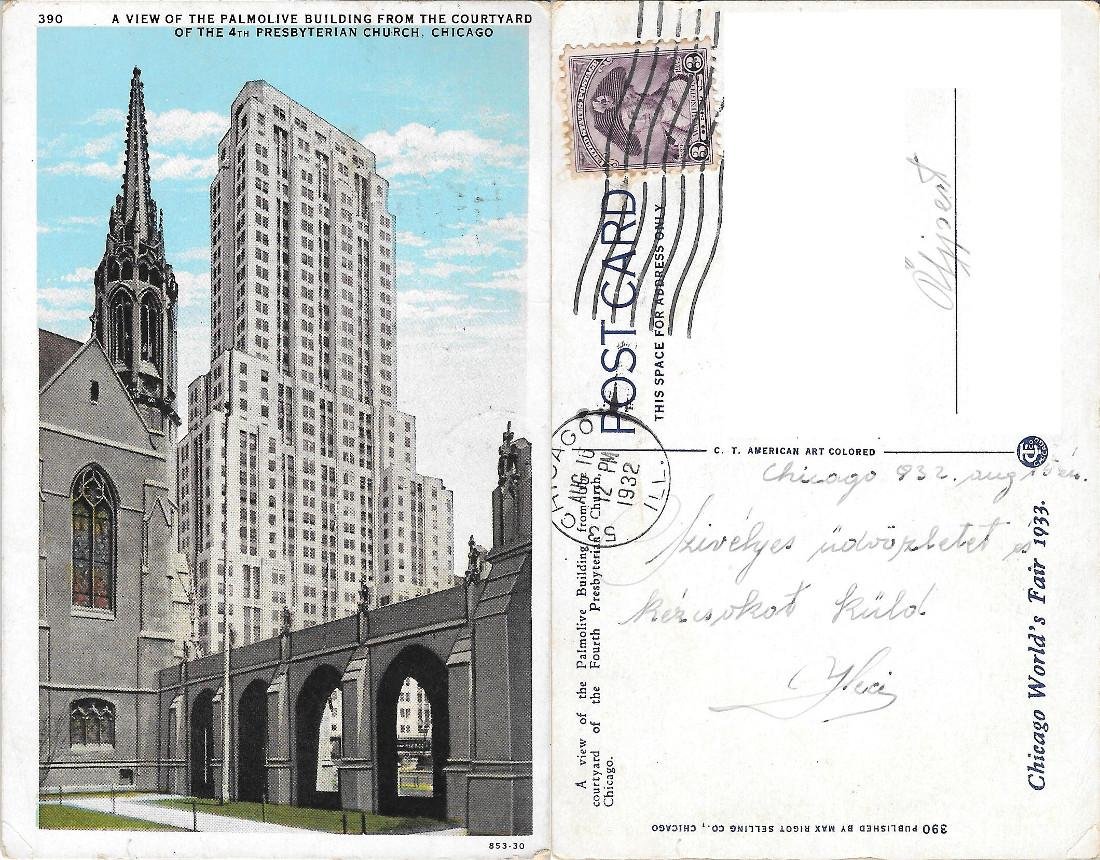 Chicago. A view of the Palmolive Building. Viaggiata 1932 | Immagine principale