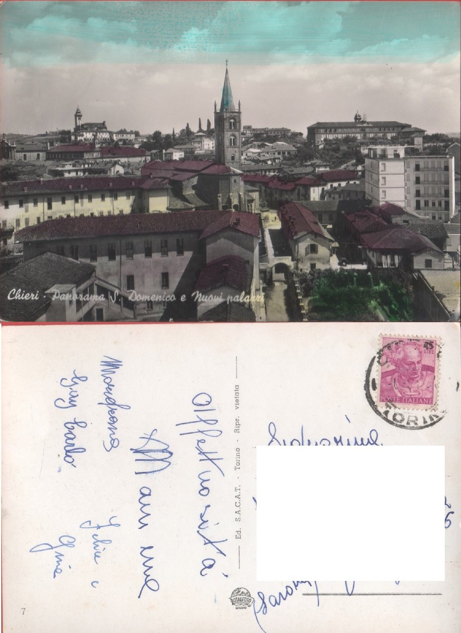 Chieri (TO). Panorama S. Domenico e Nuovi Palazzi. Viaggiata | Immagine principale