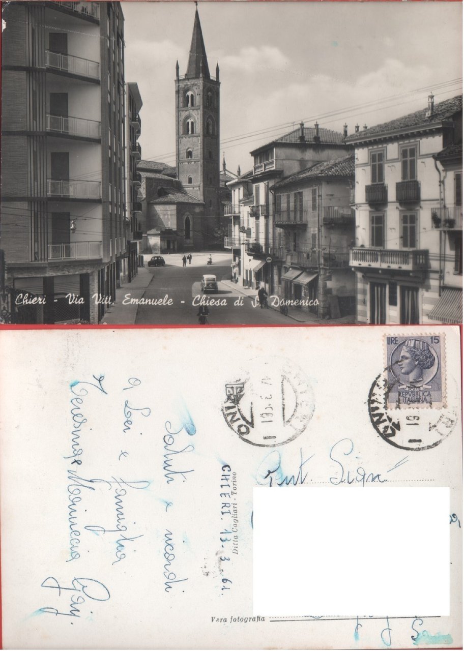 Chieri (TO). Via Vitt. Emanuele. Chiesa di S. Domenico. Viaggiata … | Immagine principale