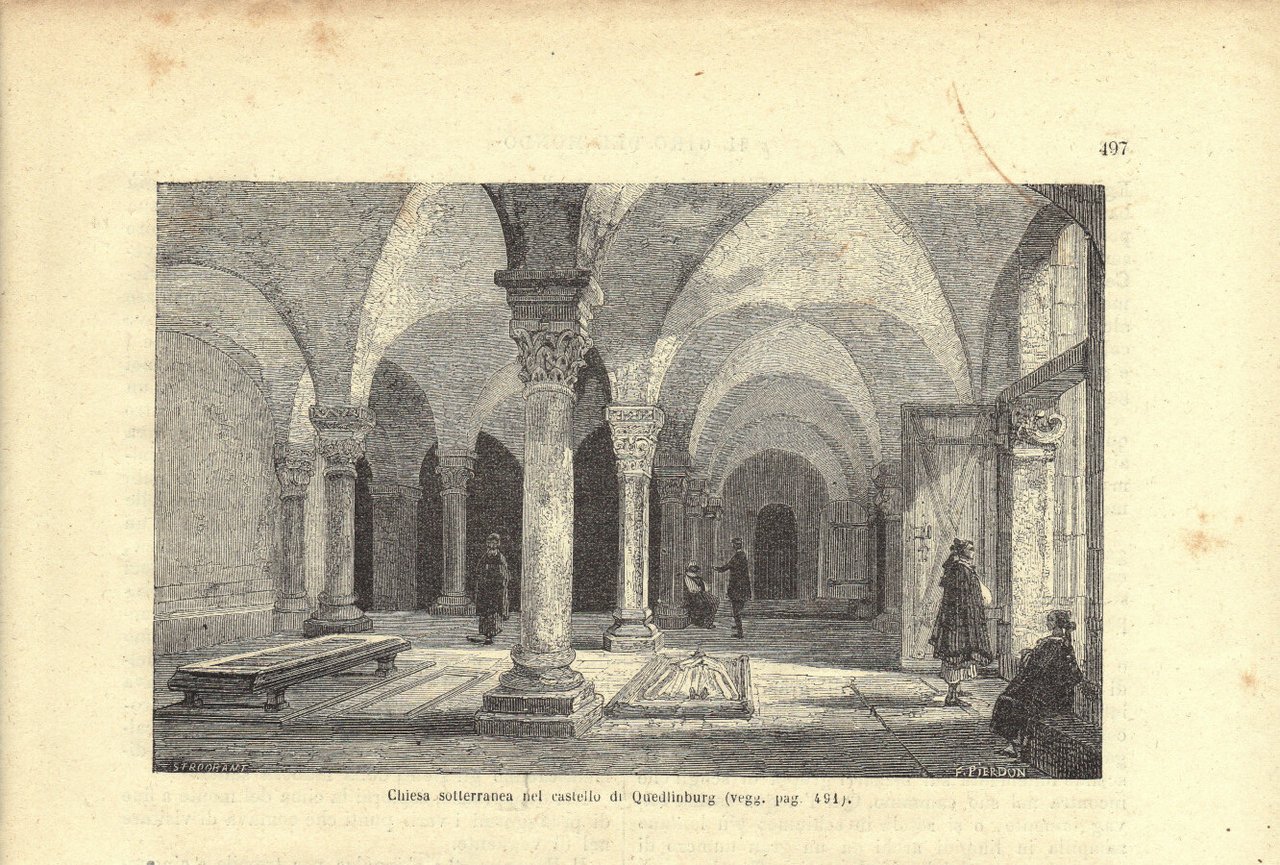 Chiesa sotterranea nel castello di Quedlinburg. Stampa 1863. | Immagine principale