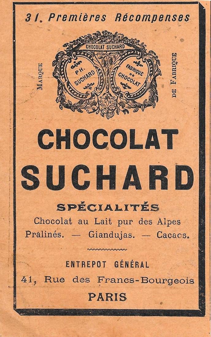 Chocolat Suchard Paris. Advertising 1900 | Immagine principale