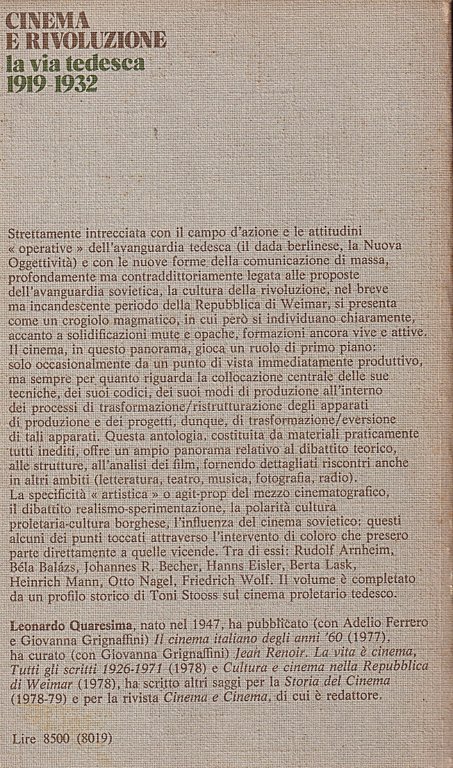 Cinema e Rivoluzione. La via tedesca 1919-1932