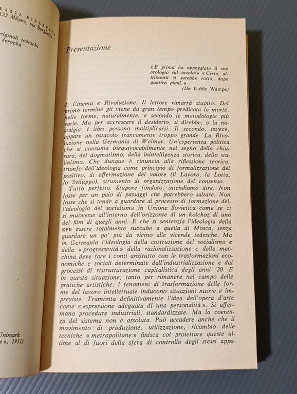 Cinema e Rivoluzione. La via tedesca 1919-1932