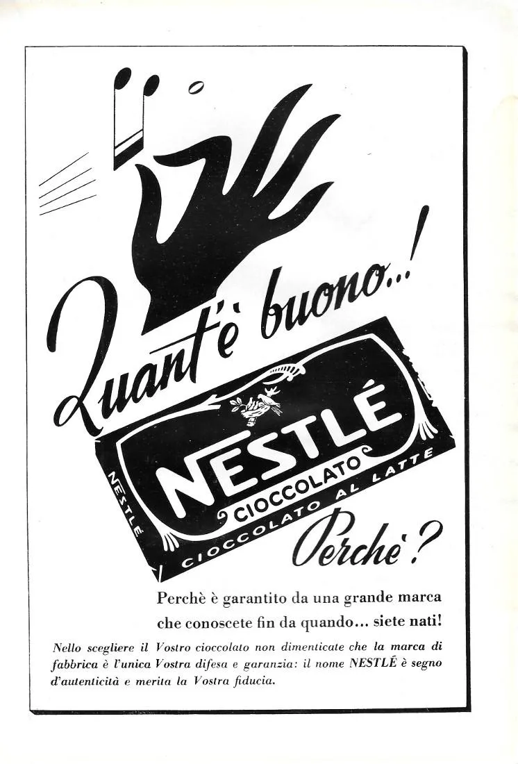 Cioccolato Nestlé. Advertising 1951 | Immagine principale