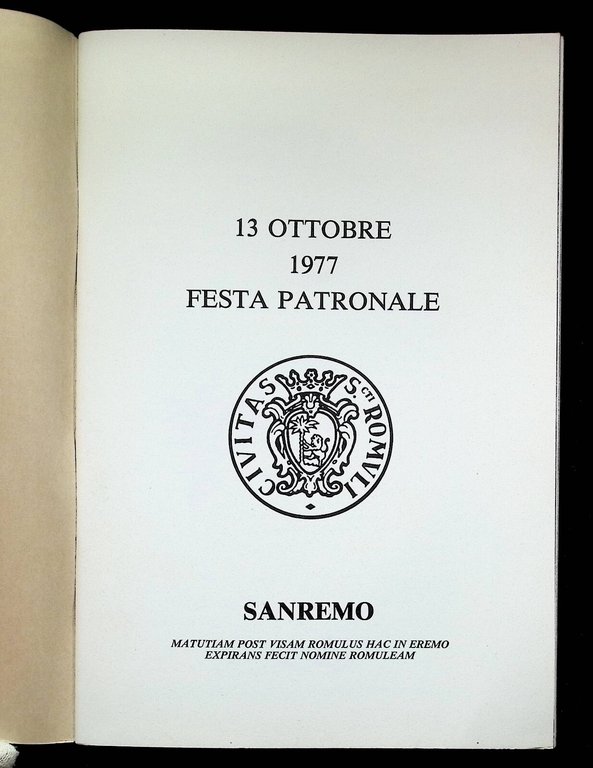 Civitas Sancti Romuli 1977 Libro Famija Sanremasca Storia Dialetto Sanremo