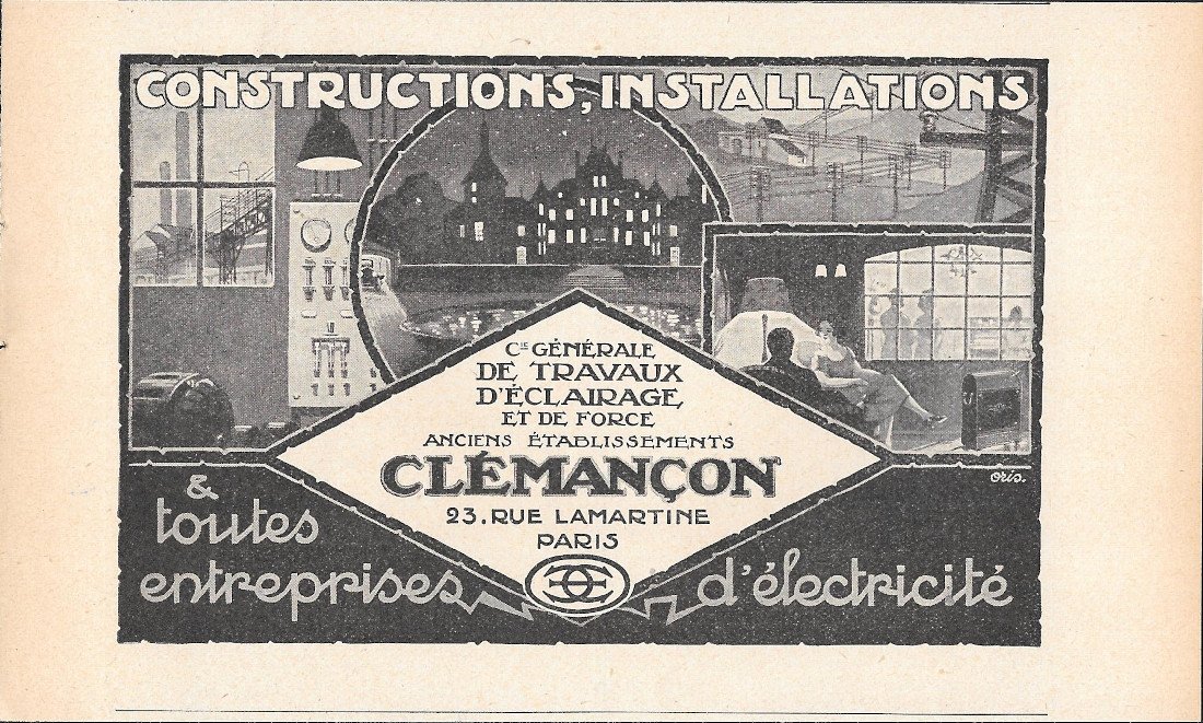 Clemançon, travaux d'eclarage et de force - Advertising 1920 | Immagine principale