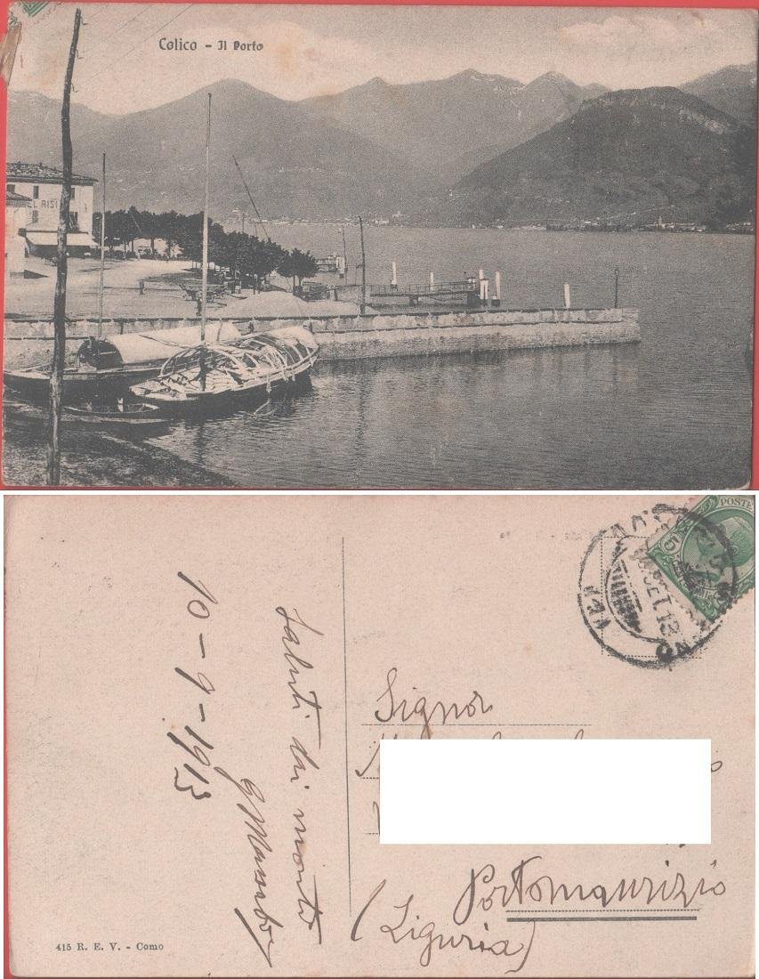 Colico (LC). Il porto. Viaggiata 1913. Barche | Immagine principale