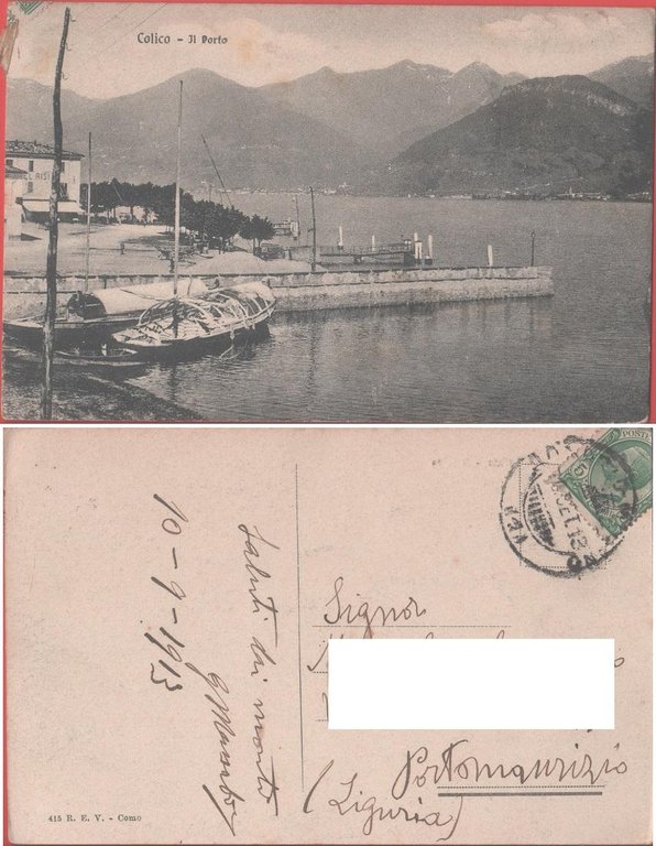 Colico (LC). Il porto. Viaggiata 1913. Barche | Immagine Gallery 2