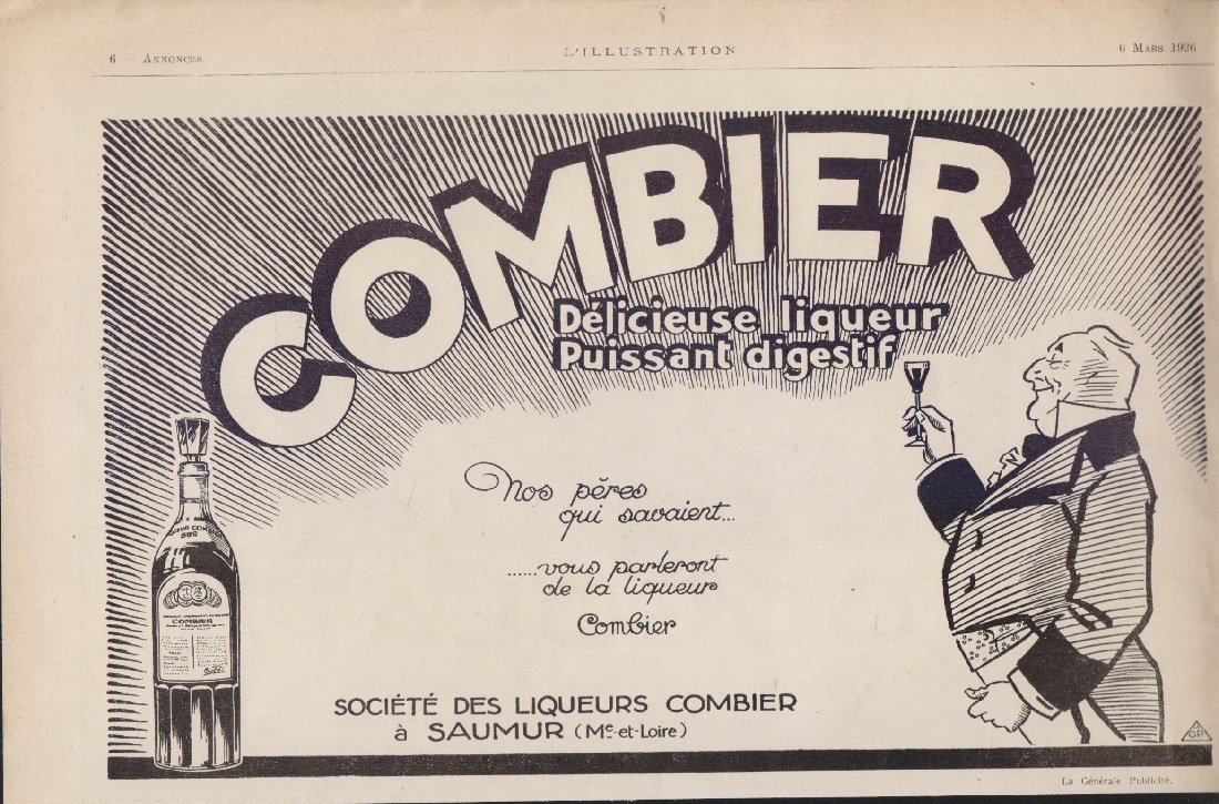 Combier delicieuse liqueur puissat digestif. Advertising 1926 | Immagine principale