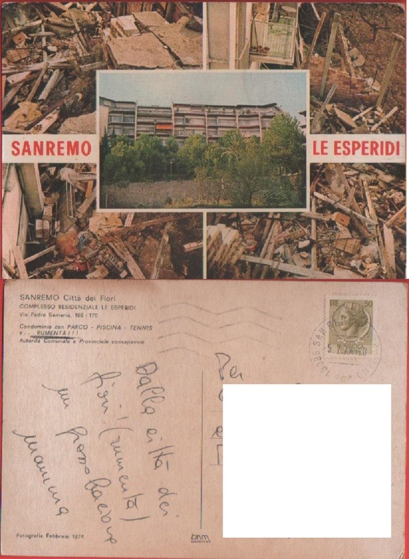 Condominio Le Esperidi. Viaggiata 1974. Singolare cartolina di protesta | Immagine principale