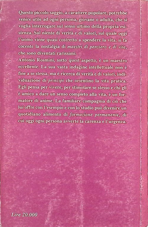 Conoscere Rosmini Biografia Vita Pensiero Spiritualità Libro Muratore Stresa '99