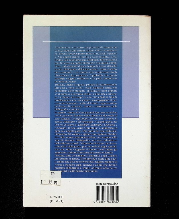 Consigli Pratici Tesi di Laurea Letterature Straniere Moscati 9788871664965