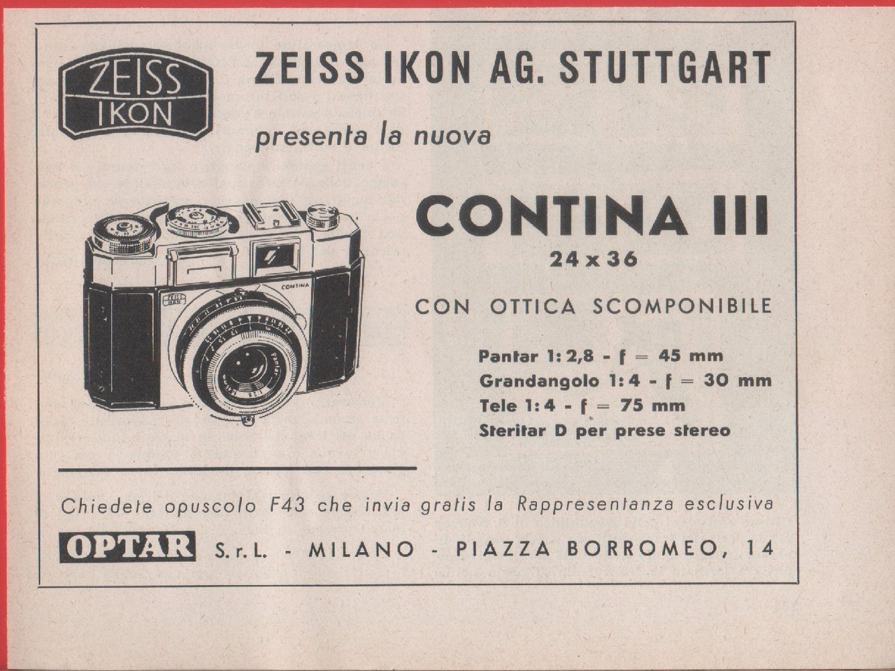 Contina III, Zeiss Ikon. Advertising 1957 | Immagine principale
