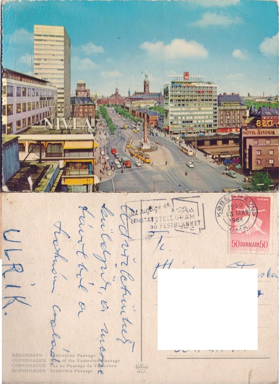 Copenaghen. View of the Vestebro Passage. Viaggiata 1966 | Immagine principale
